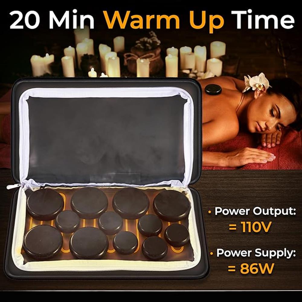 Serenelife Hot Stone Massagesteine Basalt Grau 12 Steine Set