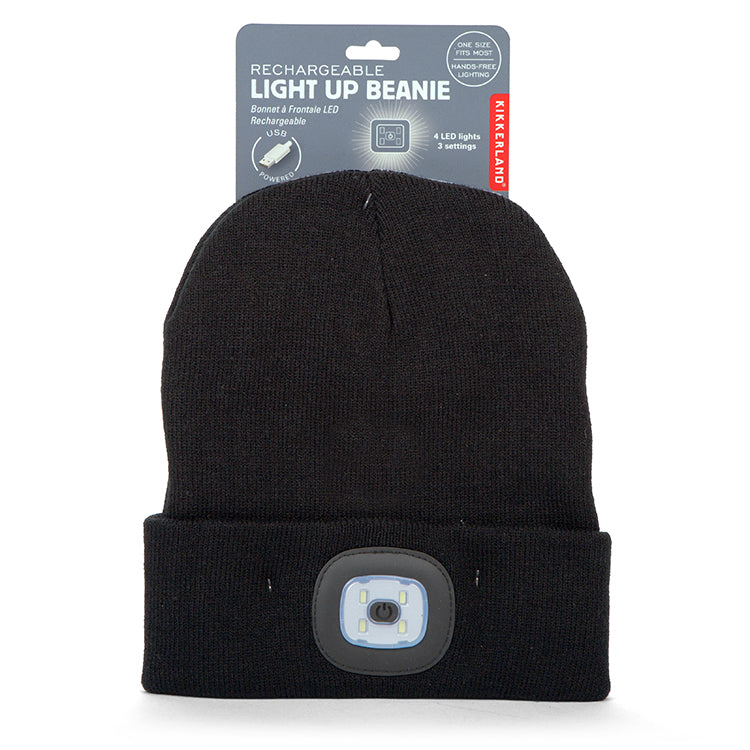 Kikkerland Light Up Beanie Mütze mit LED Schwarz