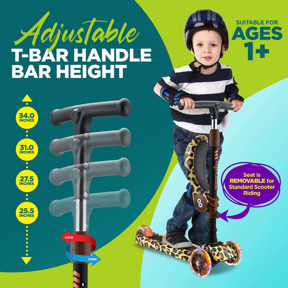 Serenelife Scooters Kinderroller 3 Räder mit Sitz LED