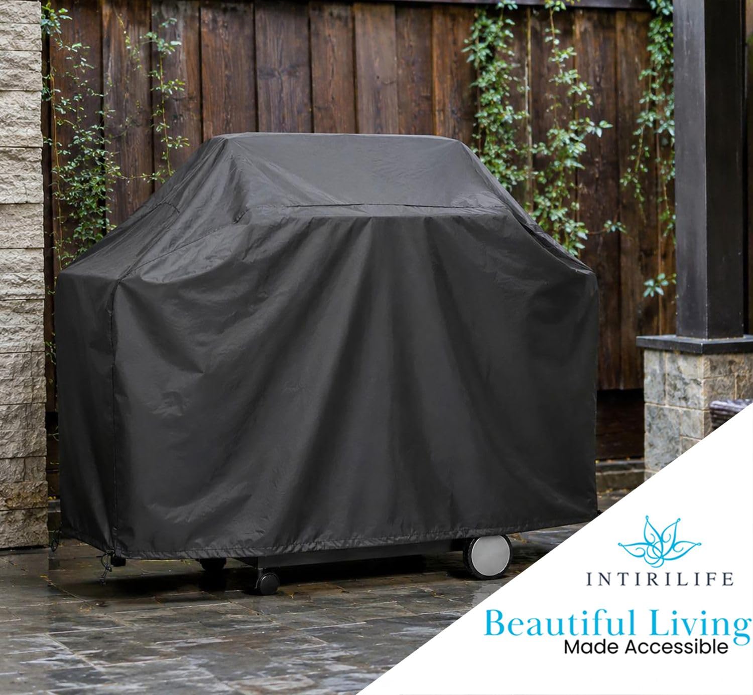 Intirilife Grillabdeckung Schwarz 144x61x130cm wasserdicht