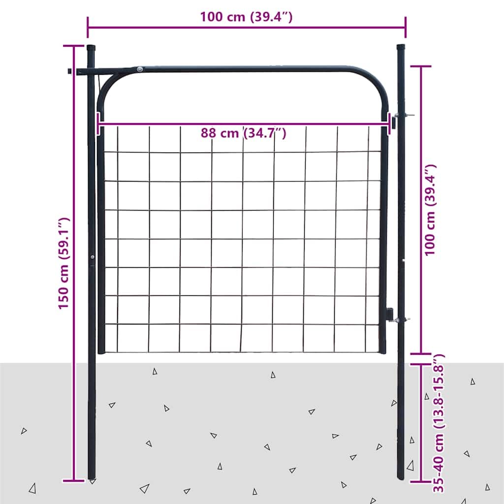 vidaXL Heim & Garten Gartentor 100x100 cm Anthrazit Stahl