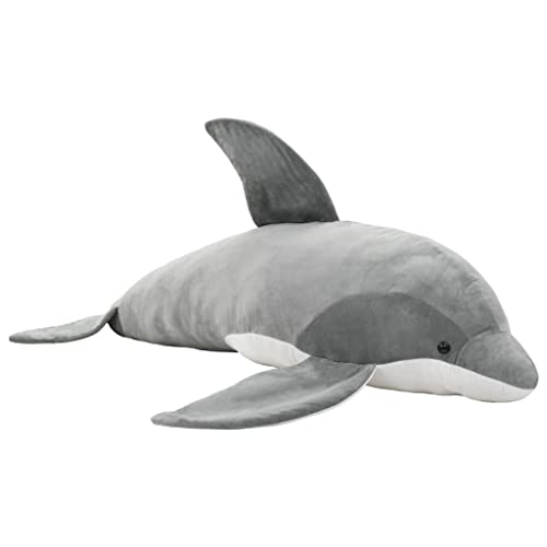 vidaXL Delfin Kuscheltier Plüsch Grau 100x40 cm Kinder Stofftier