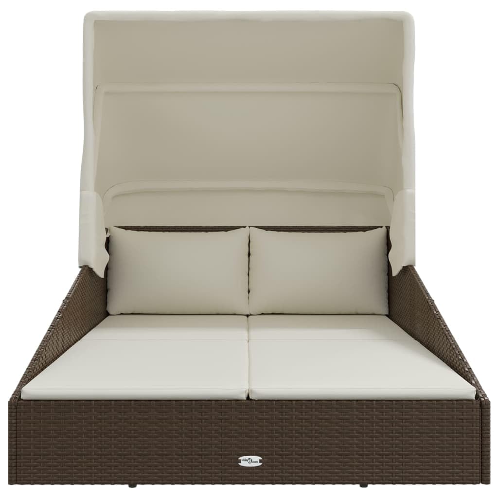 vidaXL Sonnenliege Braun mit Faltdach 200 cm Poly Rattan