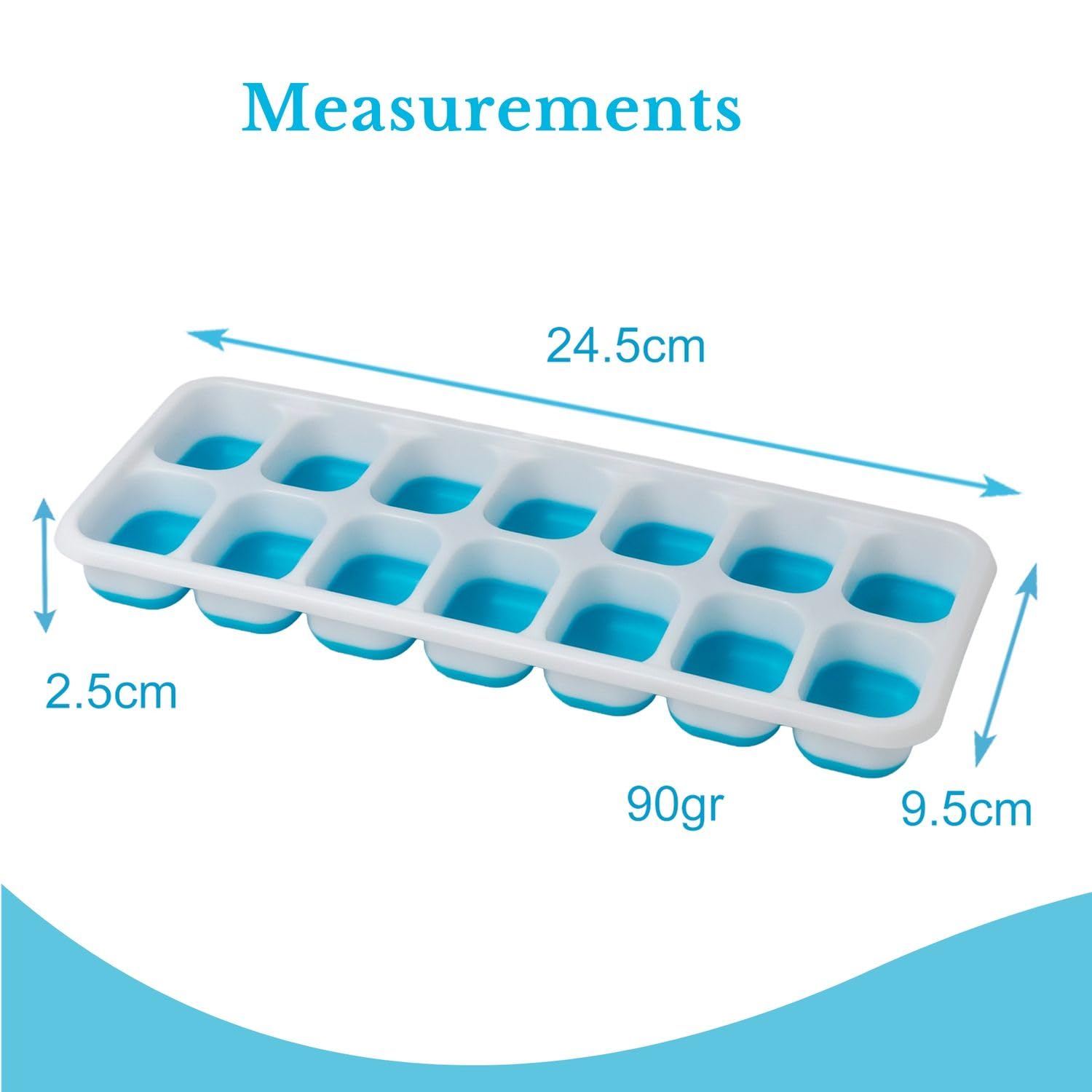 Intirilife Küche Eiswürfelform Silikon blau 4er Set 14 Fächer