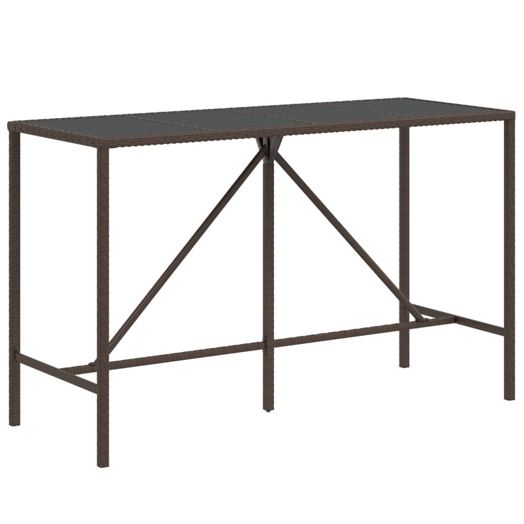 vidaXL Bartisch Braun 180x70x110 cm Poly Rattan Glas