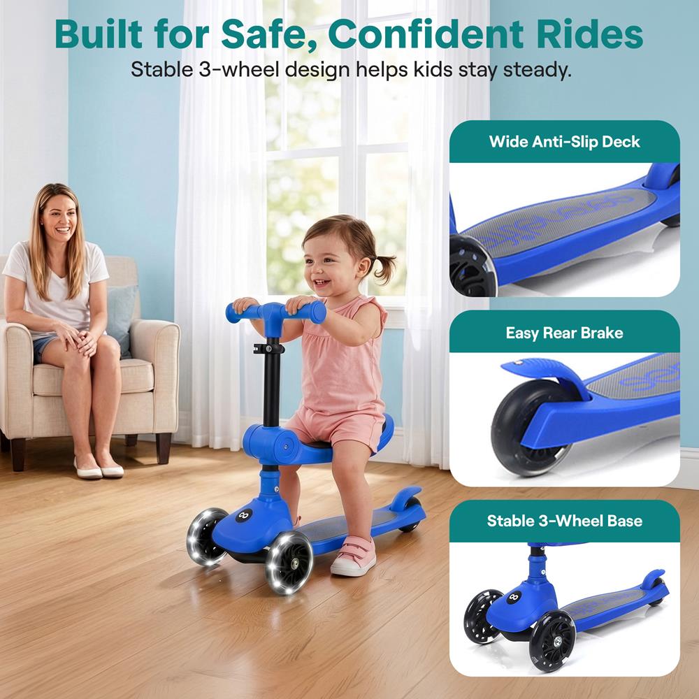 Serenelife Scooters SLKSC25BL Kinder Roller 3-Rad Blau