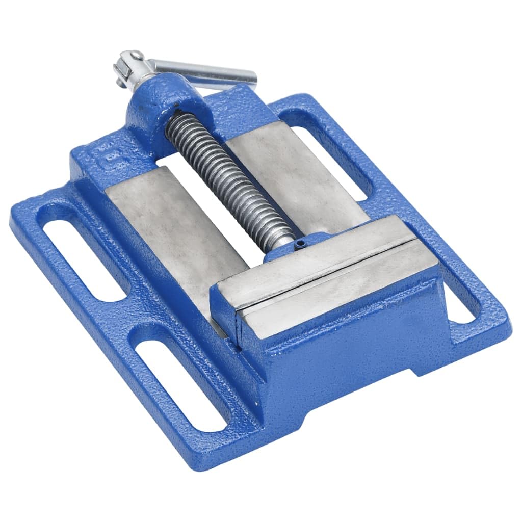 vidaXL Heimwerkerbedarf Maschinenschraubstock 76 mm Blau Gusseisen