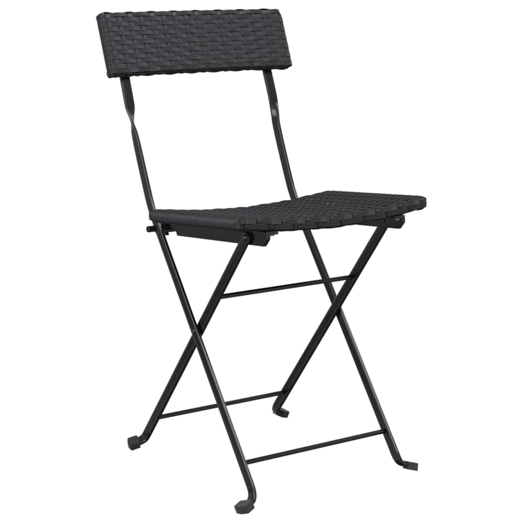 vidaXL Heim & Garten Klappstühle 4St Schwarz Rattan Stahl