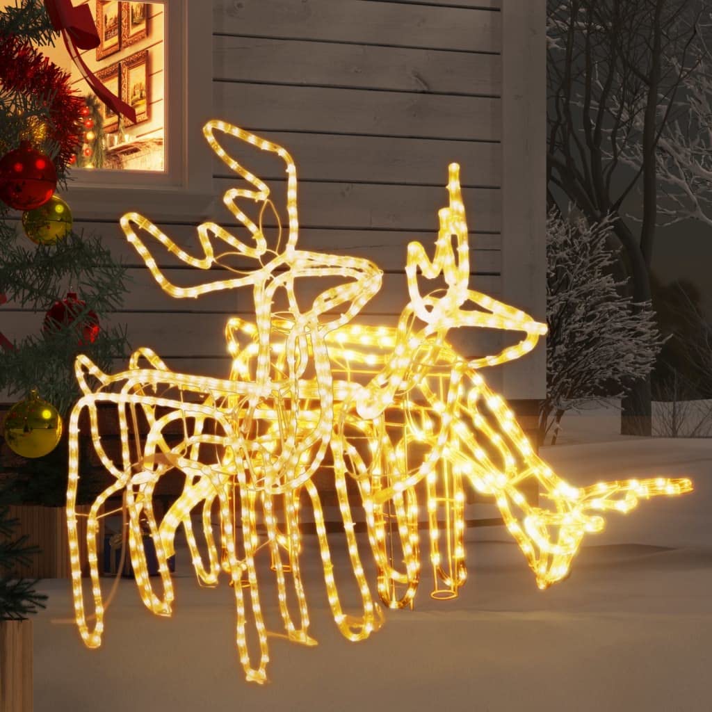 vidaXL Heim & Garten Rentier Silhouetten Leuchtfigur warmweiß 3-tlg. Set