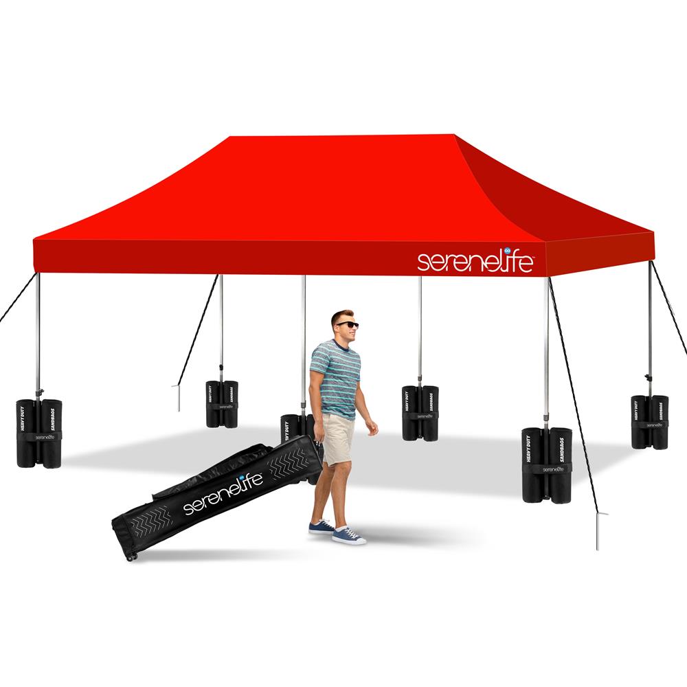 Serenelife Faltpavillon 3x6m Wasserdicht Rot 10 Pers.