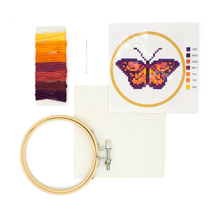 Kikkerland Crafters Butterfly Stickset Kreuzstich Mini