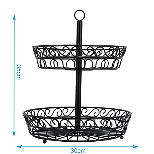 Intirilife Obstkorb Etagere 2 Etagen 30x35 cm schwarz Metall