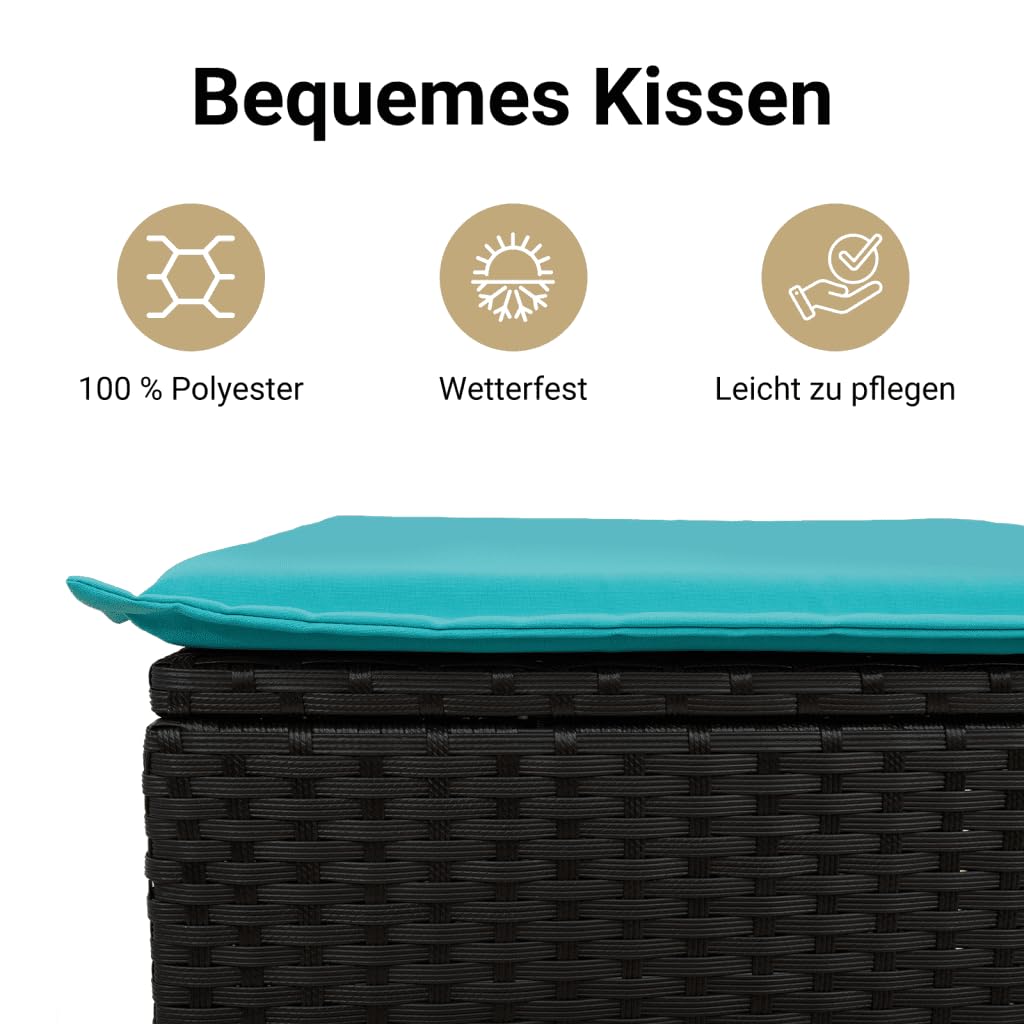 vidaXL 12-tlg Gartensofa-Set Polyrattan Schwarz-Blau
