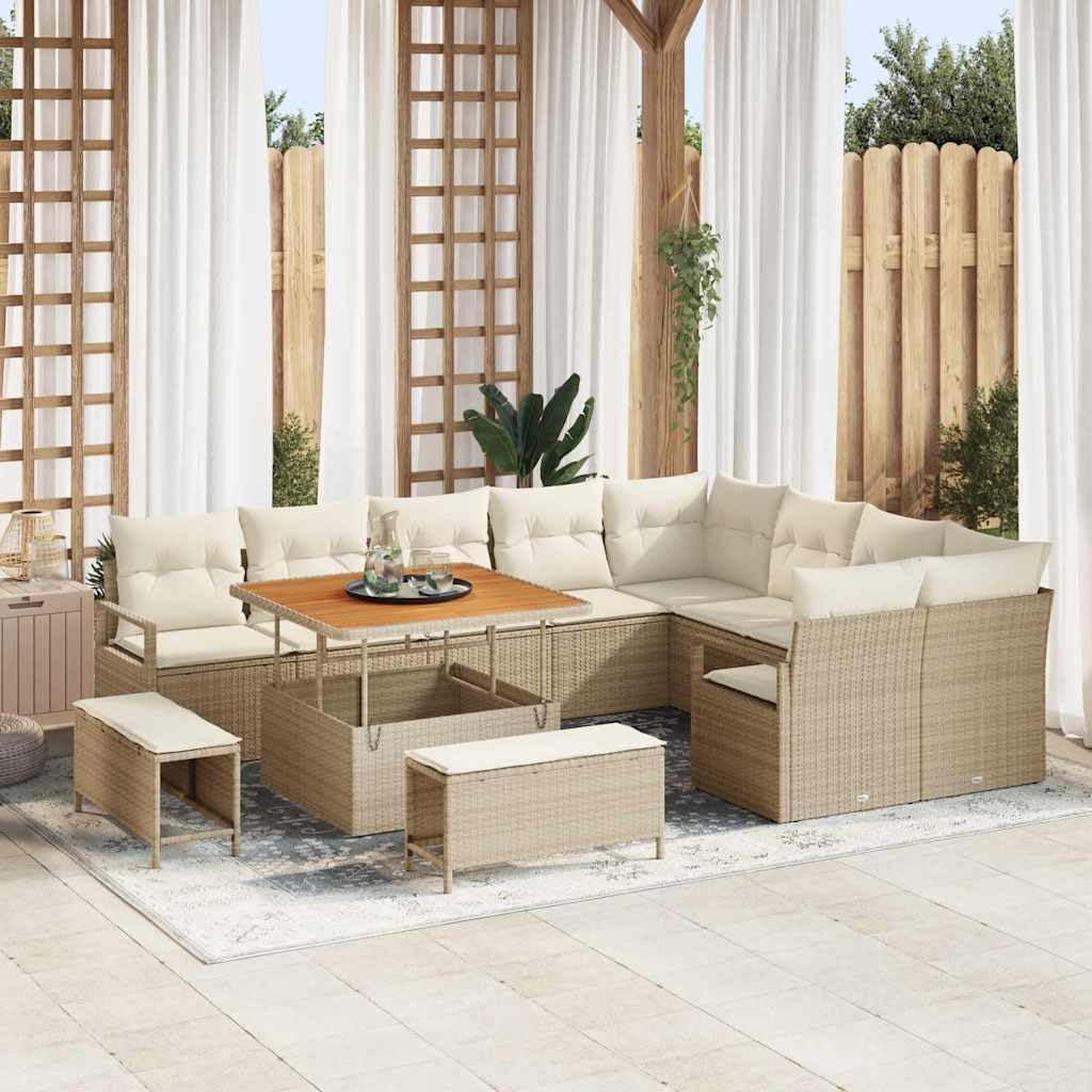 vidaXL Heim & Garten Gartensofa-Set 12-tlg Beige 287x234