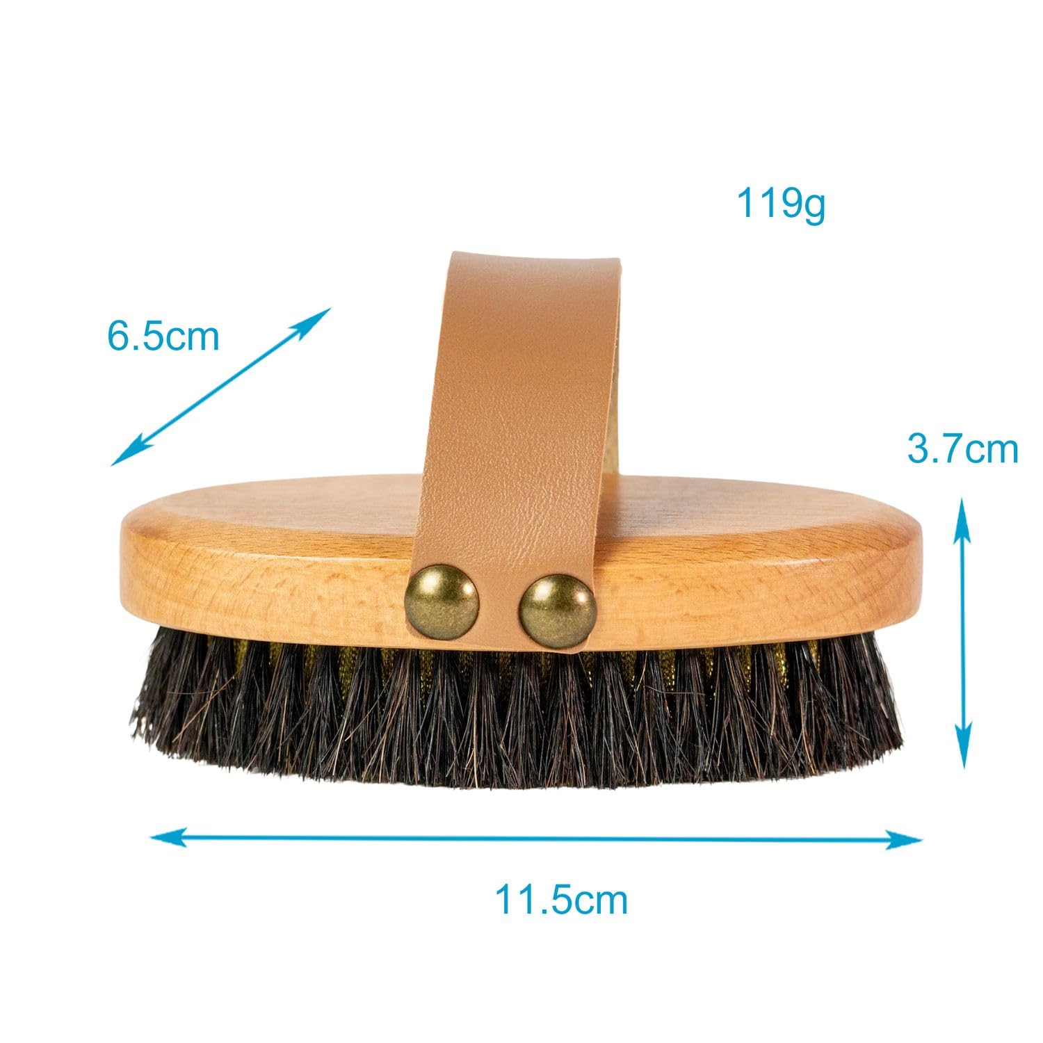 Intirilife Körperbürste Naturborsten Pferdehaar 11,5 cm