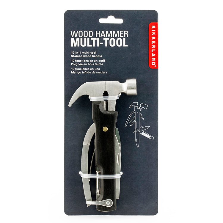 Kikkerland Wood Hammer Multi-Tool 10 Funktionen Holz