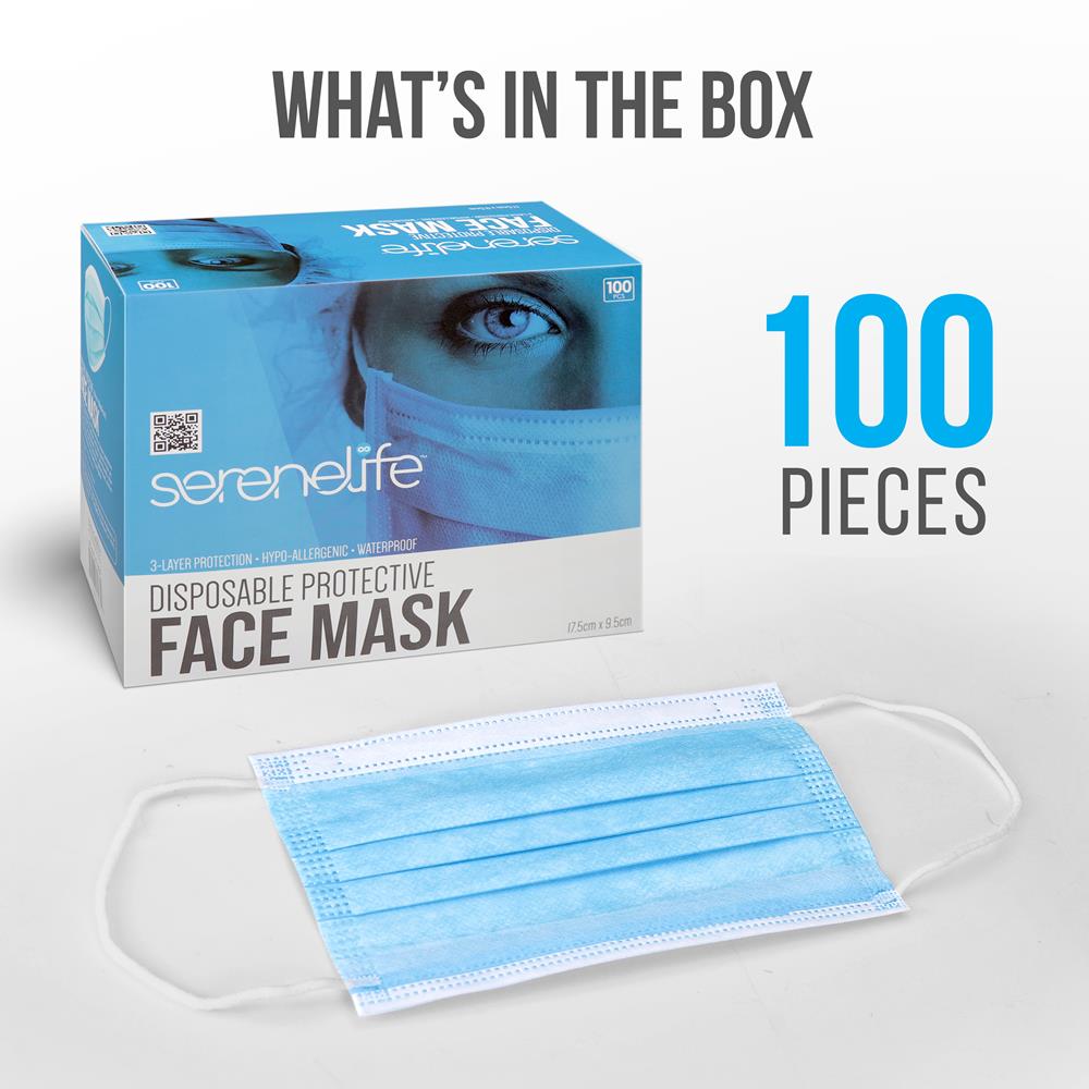 Serenelife Health 100 Einwegmasken 3-lagig atmungsaktiv