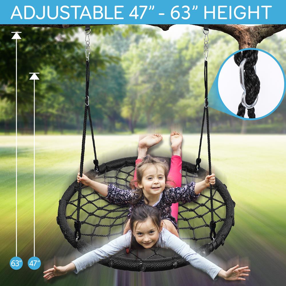 Serenelife Outdoor Schaukel rund Schwarz 40 Zoll Baumschaukel