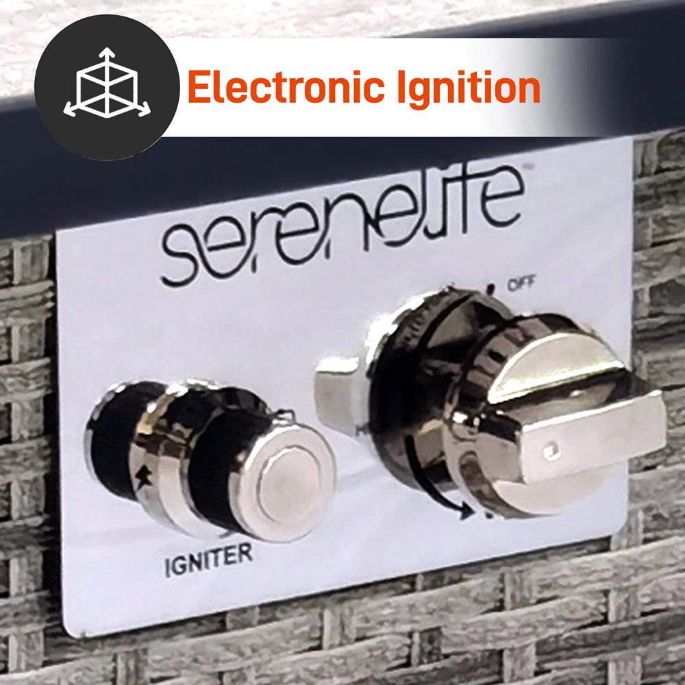 SereneLife Feuertisch Gas 50000 BTU Rattan Edelstahl