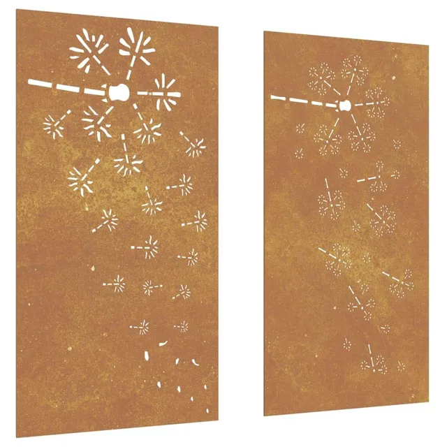 vidaXL Heim & Garten Wanddeko 105x55cm Cortenstahl Blumen 2-tlg