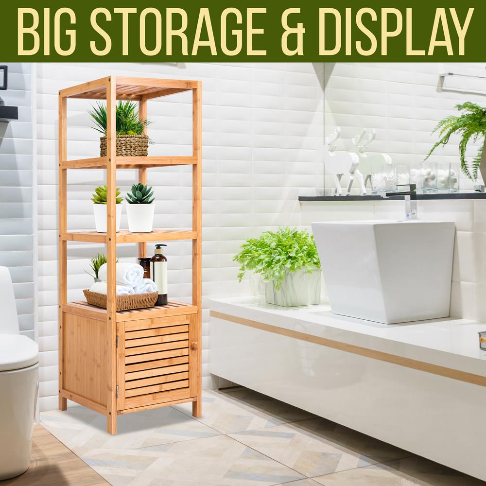 Serenelife Bambusregal 5 Ebenen mit Schrank 33 lbs