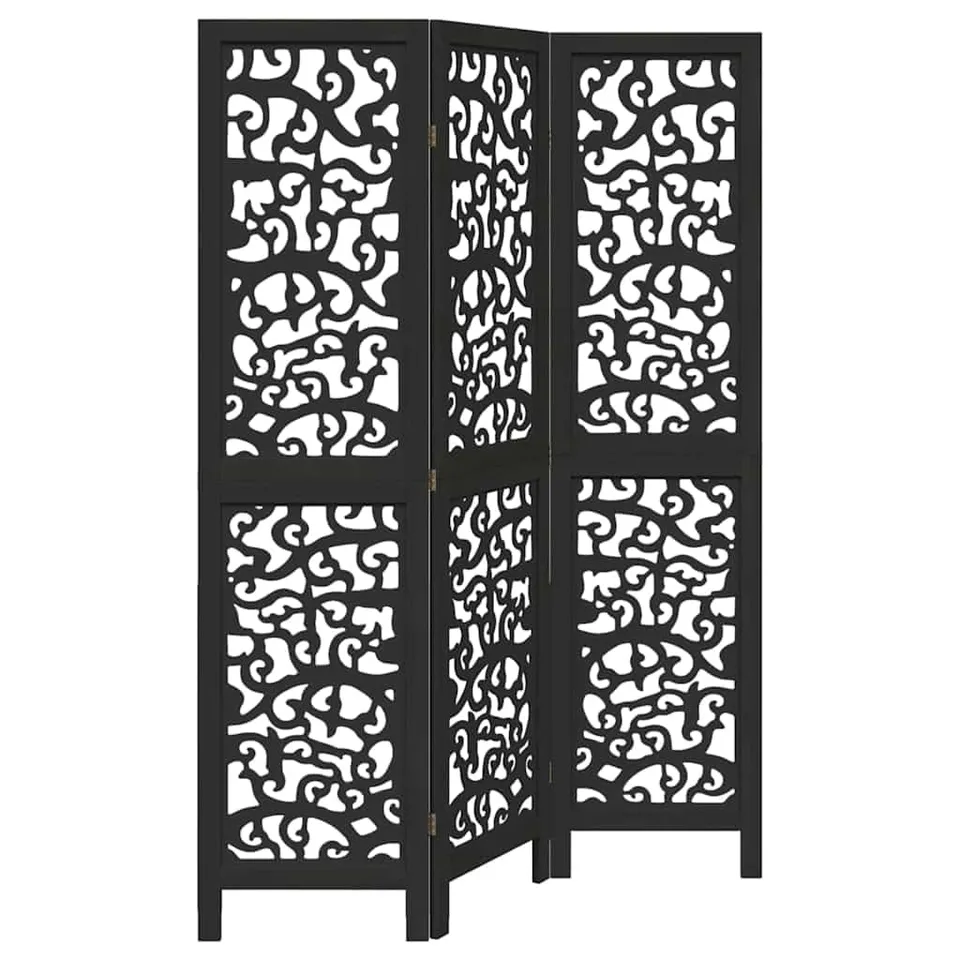 vidaXL Möbel Paravent Schwarz 3-tlg. 40x160 cm Holz