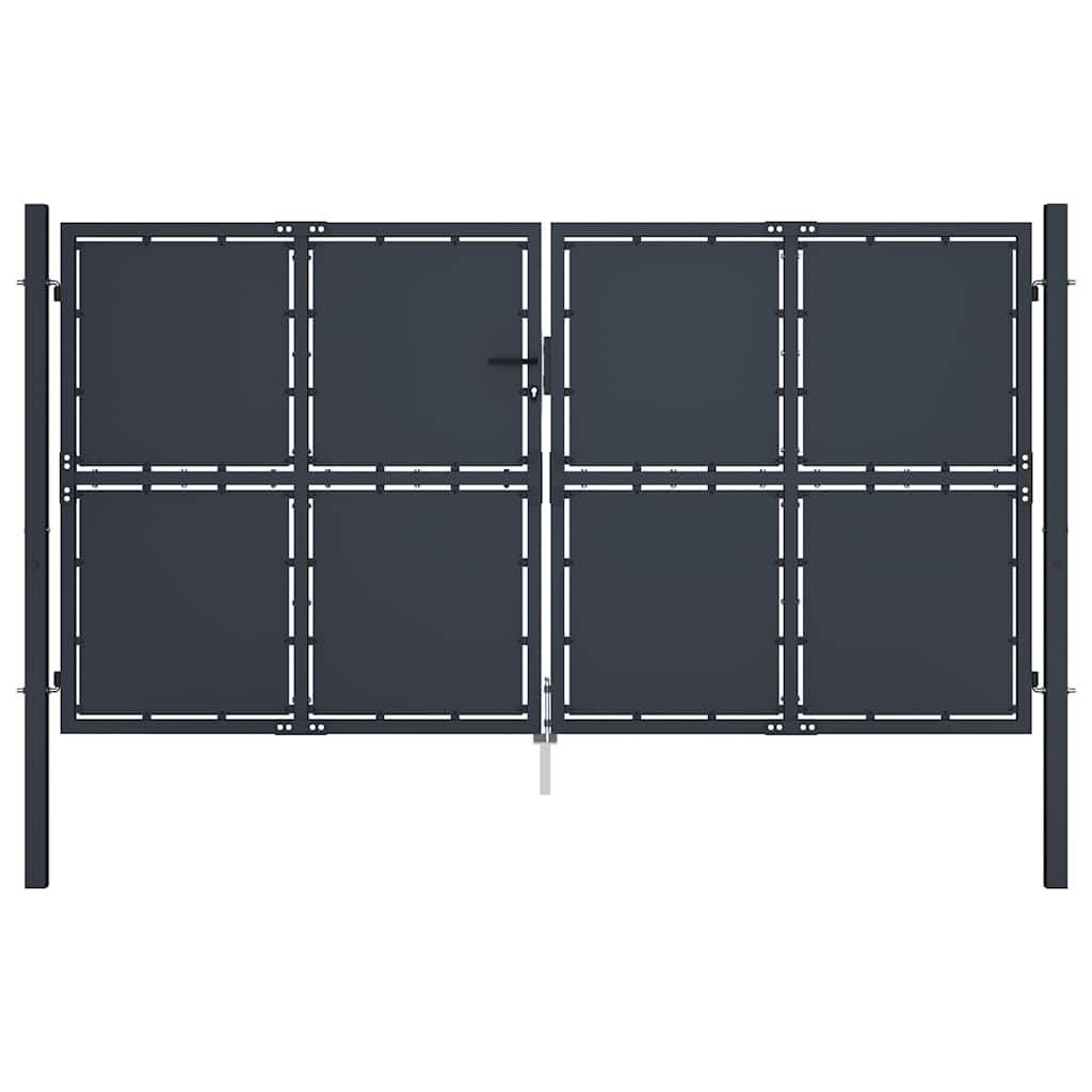 vidaXL Gartentor Stahl 100x100 cm Anthrazit mit Schloss