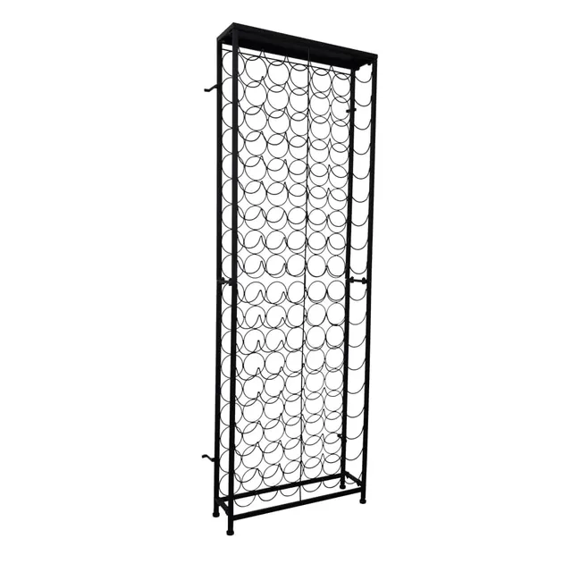 vidaXL Möbel Flaschenregal 108 Flaschen Schwarz Metall 191cm