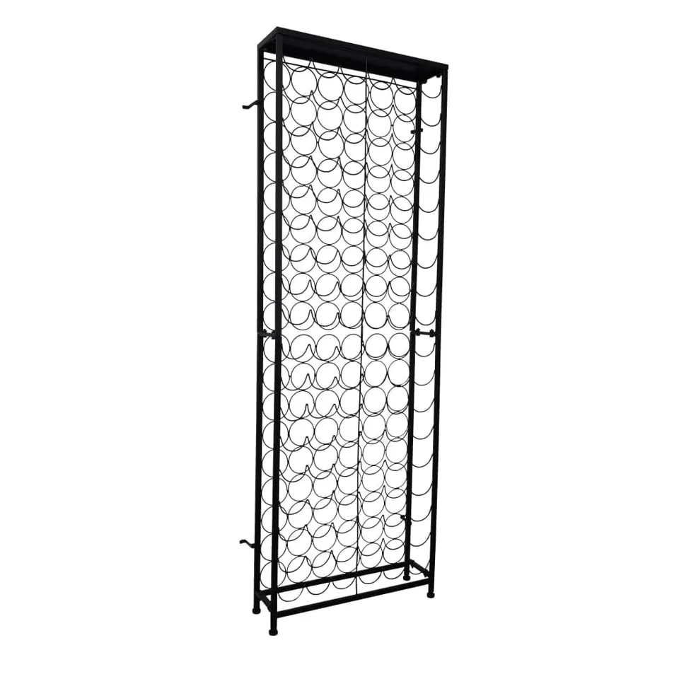 vidaXL Möbel Flaschenregal 108 Flaschen Schwarz Metall 191cm