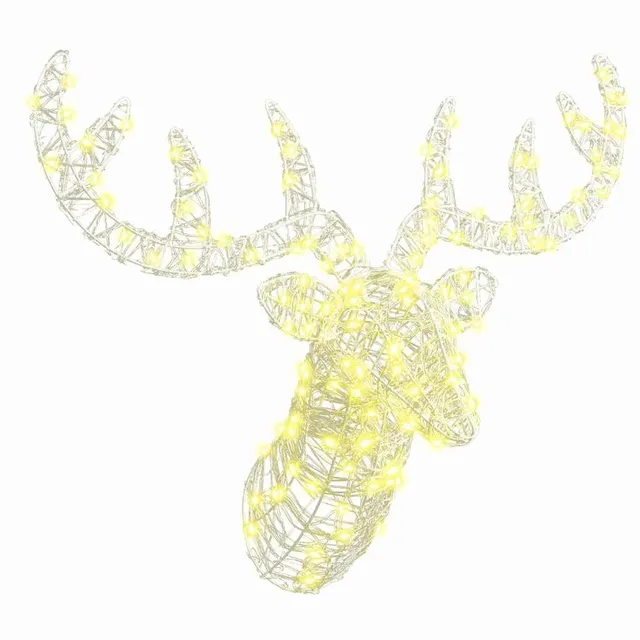 vidaXL Rentierkopf 140 LEDs Acrylfigur warmweiß 60 cm