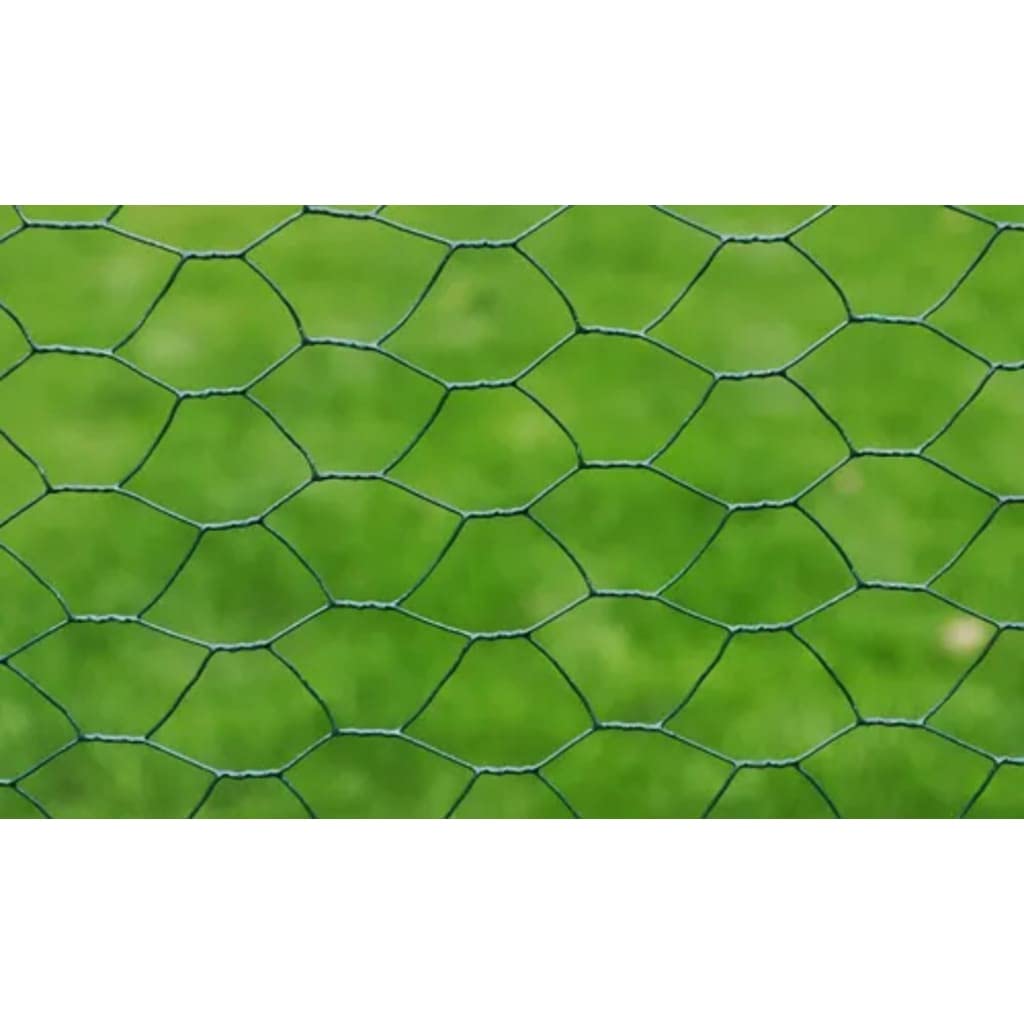 vidaXL Drahtzaun Grün Maschendraht Hühnerzaun Verzinkt PVC