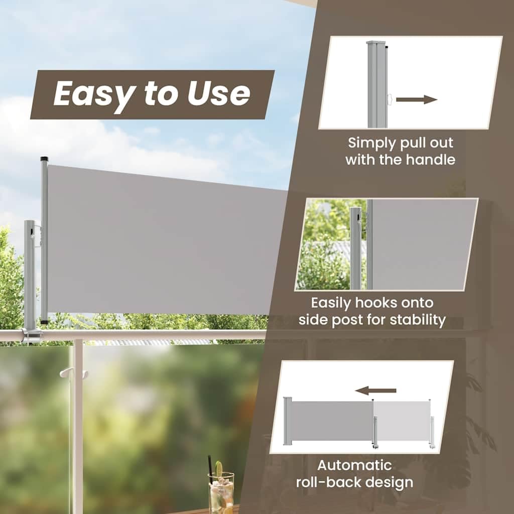 vidaXL Heim & Garten Seitenmarkise 80x300 cm Grau Ausziehbar