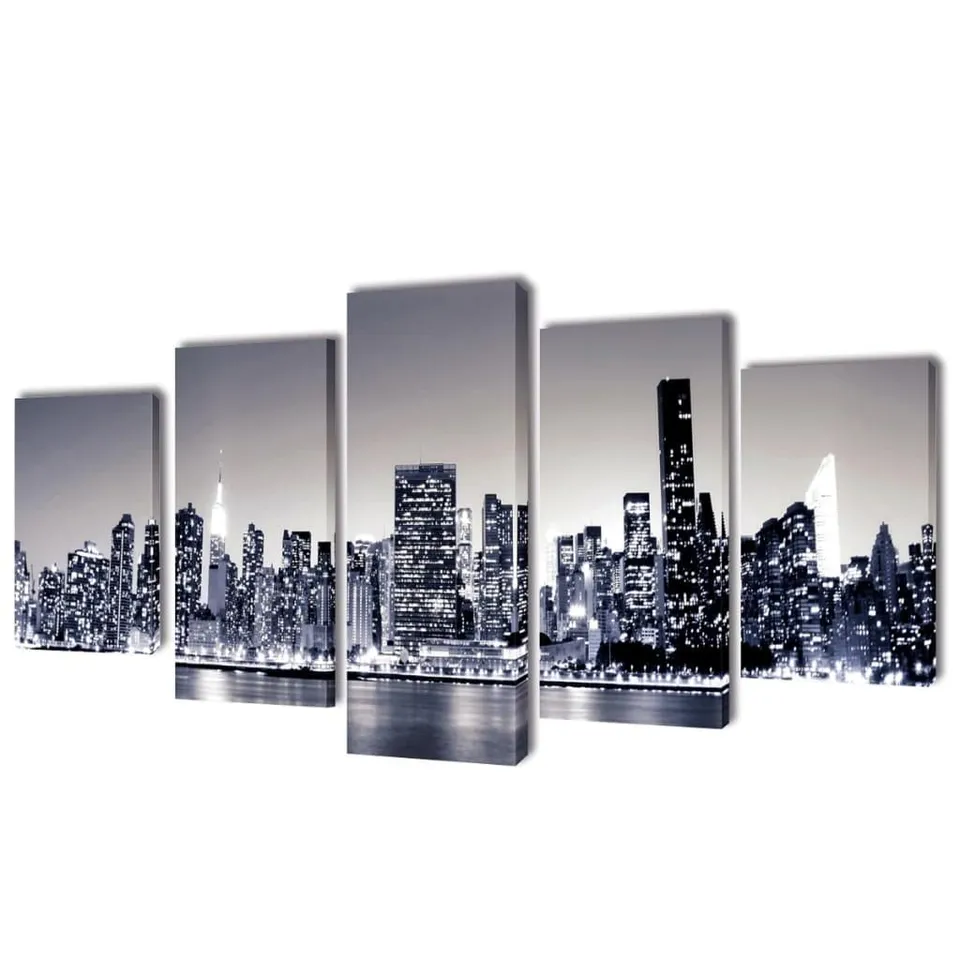 vidaXL Bilder Set Monochromes New York 100x50cm 5-teilig