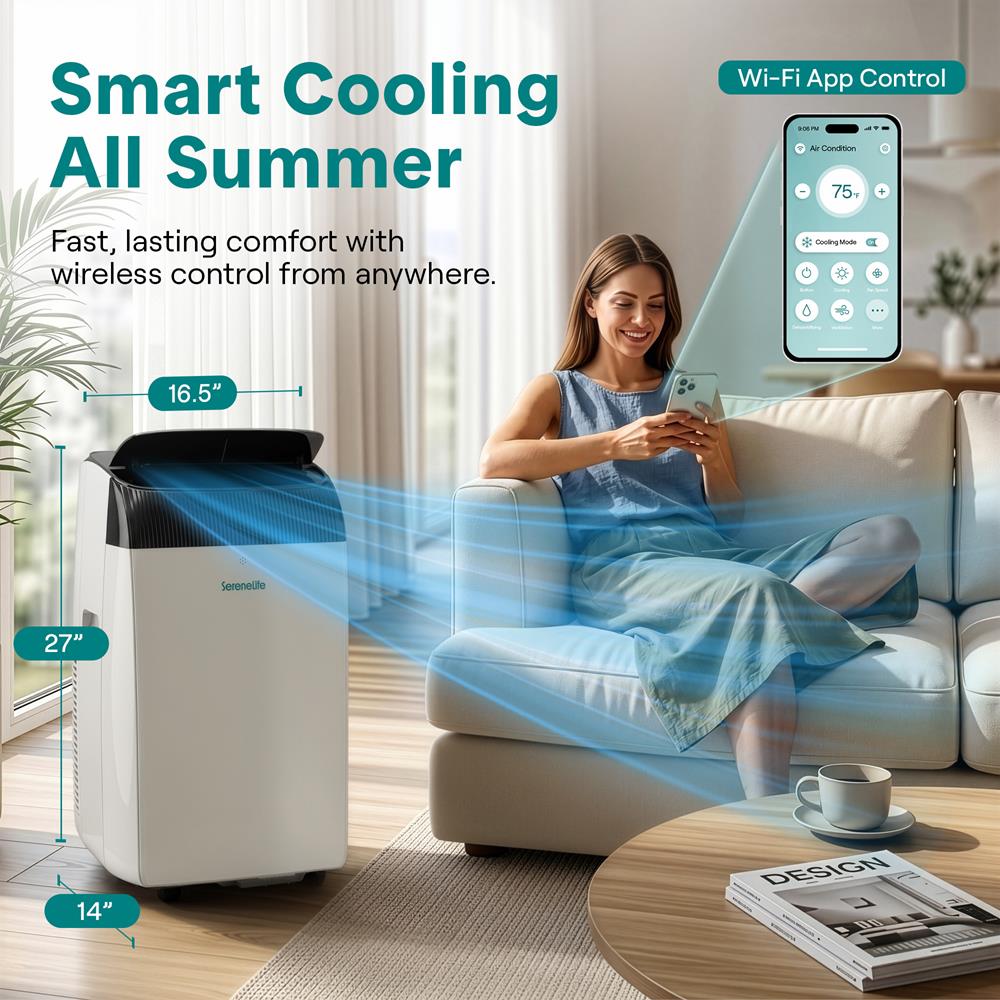 Serenelife Portable AC Mobile Klimaanlage 12000 BTU Weiß Heizen