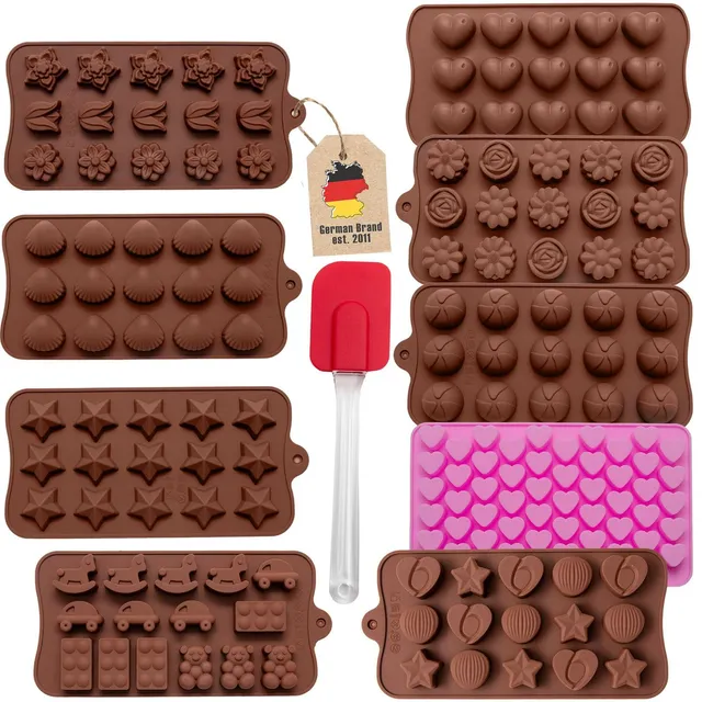 Intirilife Backformen Set 10-teilig Silikon Pralinenformen Spatel