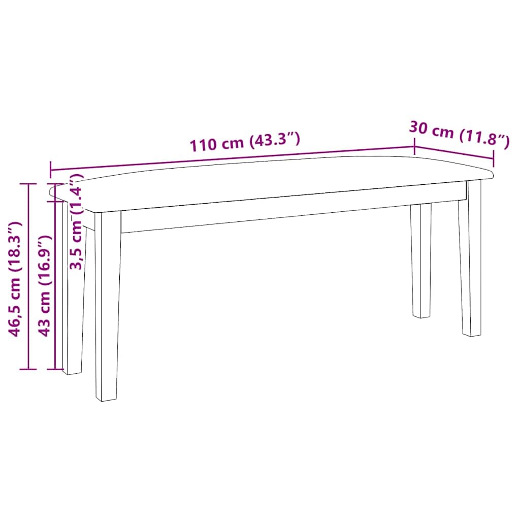 vidaXL Heim & Garten Bank 110 cm Sitzbank Natur/Hell Holz