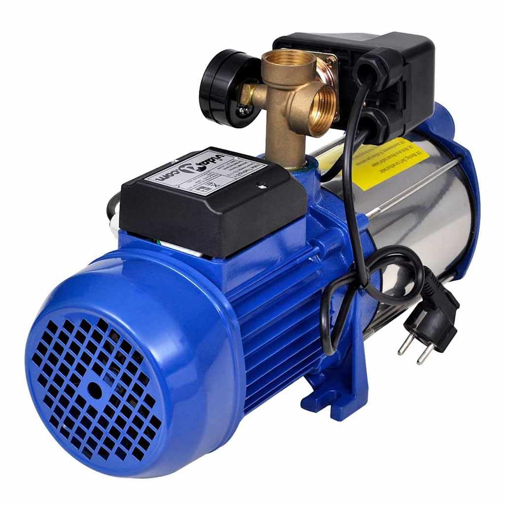 vidaXL Heimwerker Strahlpumpe 1300 W 5100 L/h blau Manometer