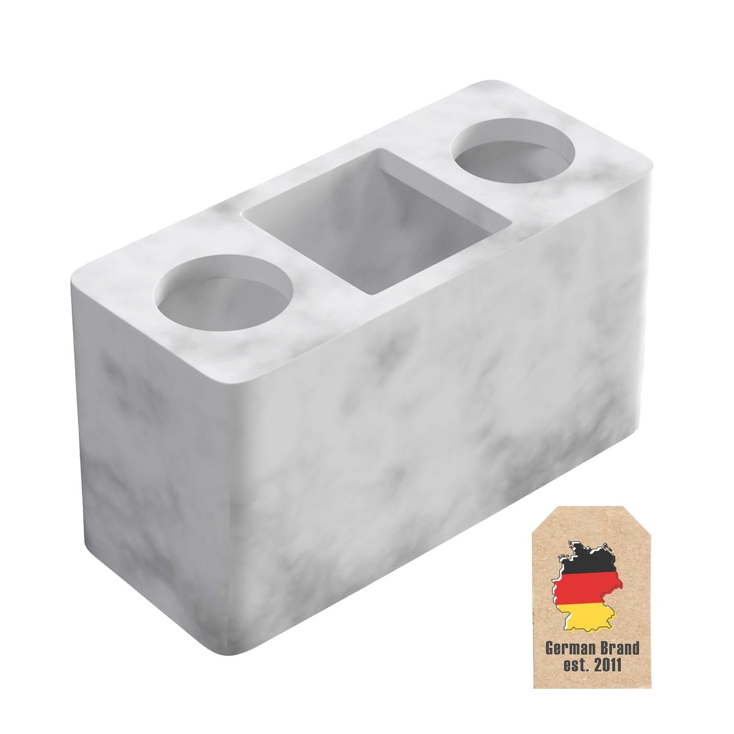 Intirilife Zahnbürstenhalter Marmor weiß Resin mit Fächern