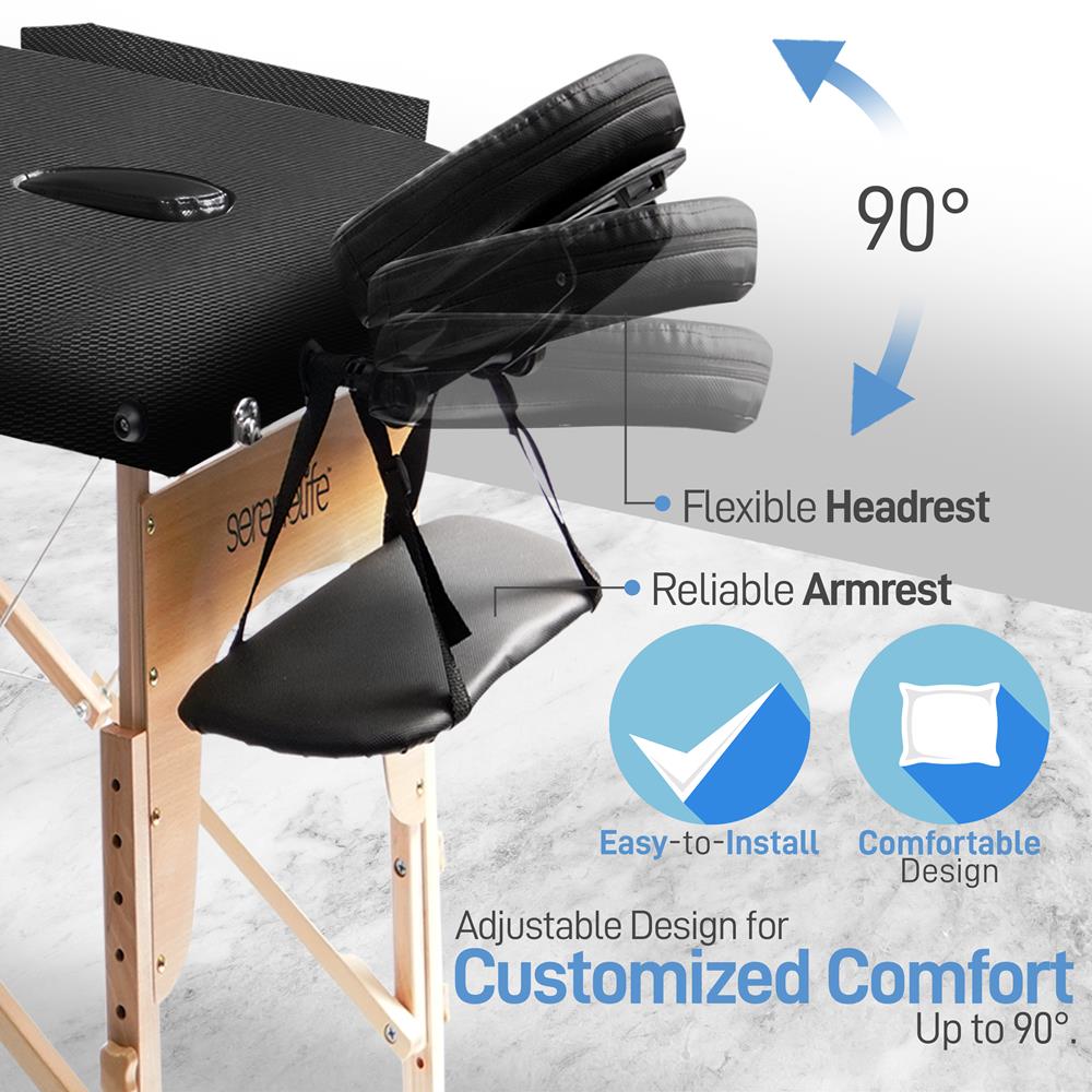 Serenelife Massageliege Holz PU-Leder verstellbar 84 Zoll