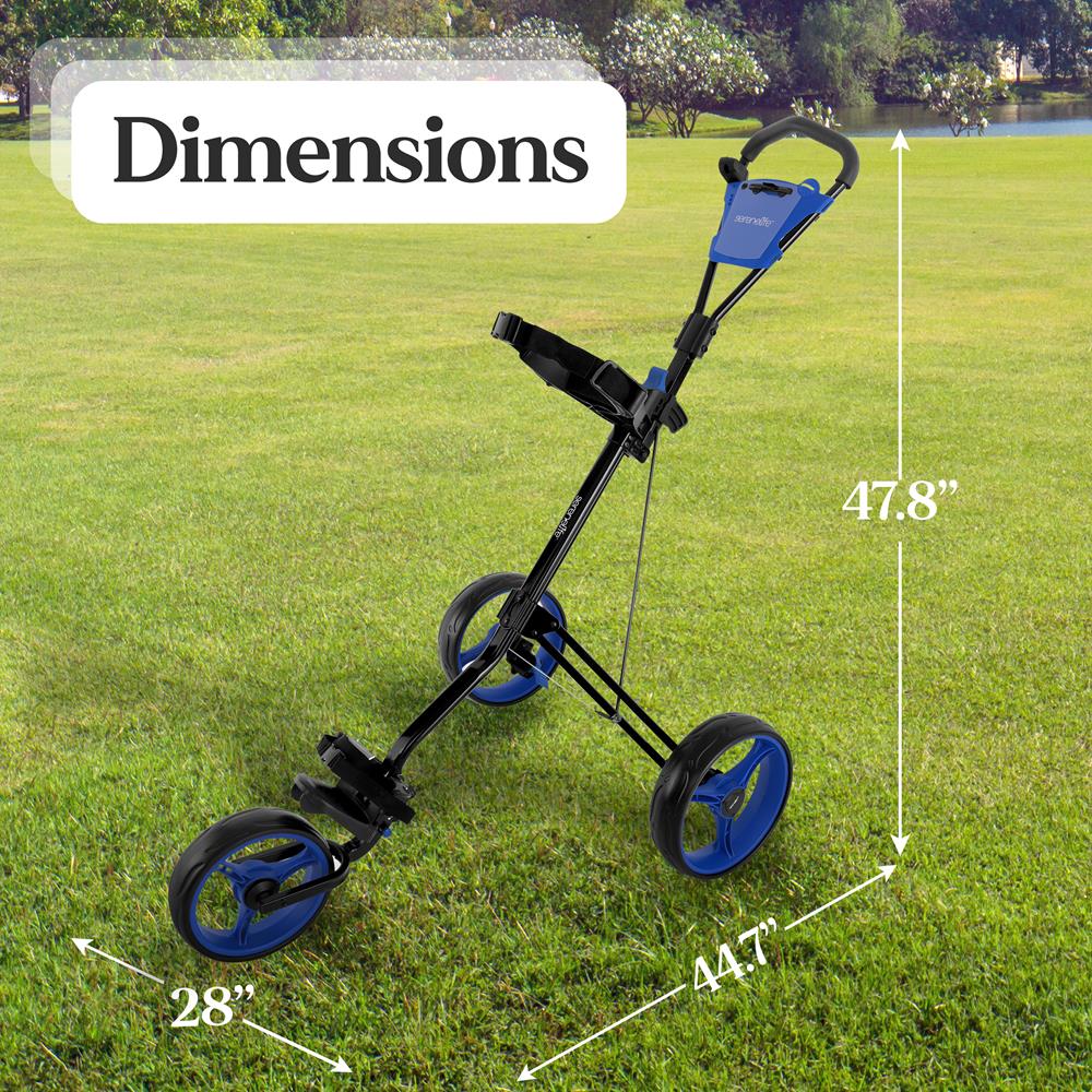 Serenelife Golf Trolley 3 Räder klappbar Stahl mit Bremse