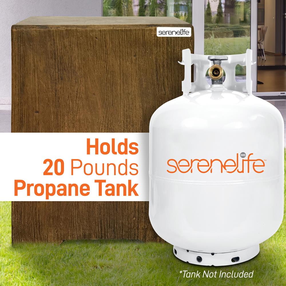 Serenelife Camping Gasflaschenhalter Holzdekor 20 lbs Beistelltisch