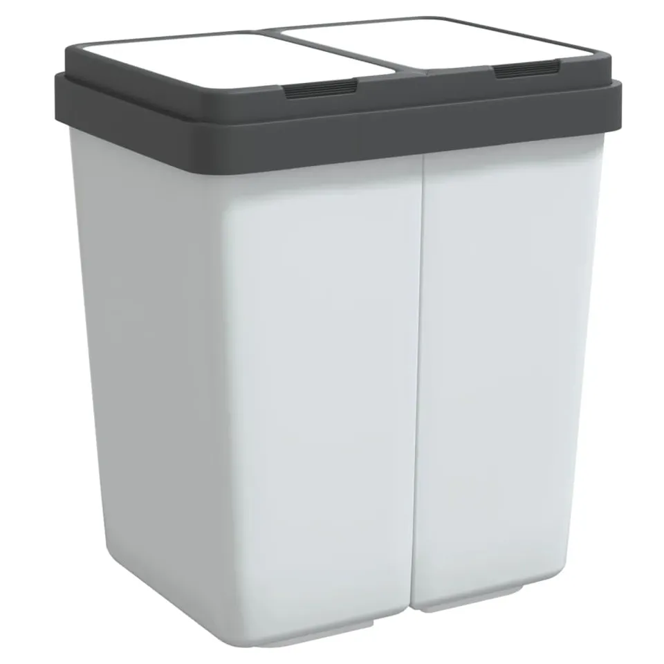 vidaXL Duo Mülleimer Weiß 2x25 L Trennsystem Küche
