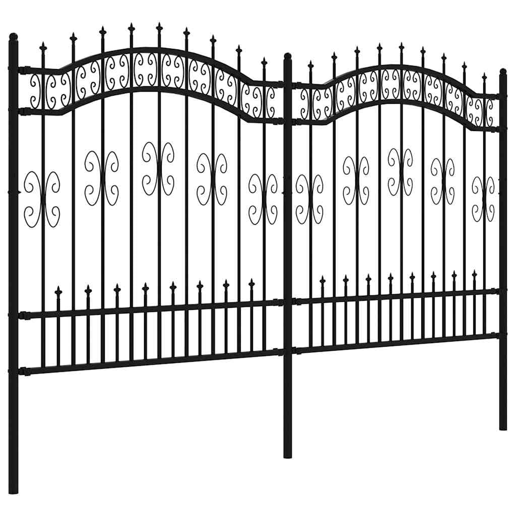 vidaXL Gartenzaun KAMPEN Schwarz 240 cm Stahlzaun