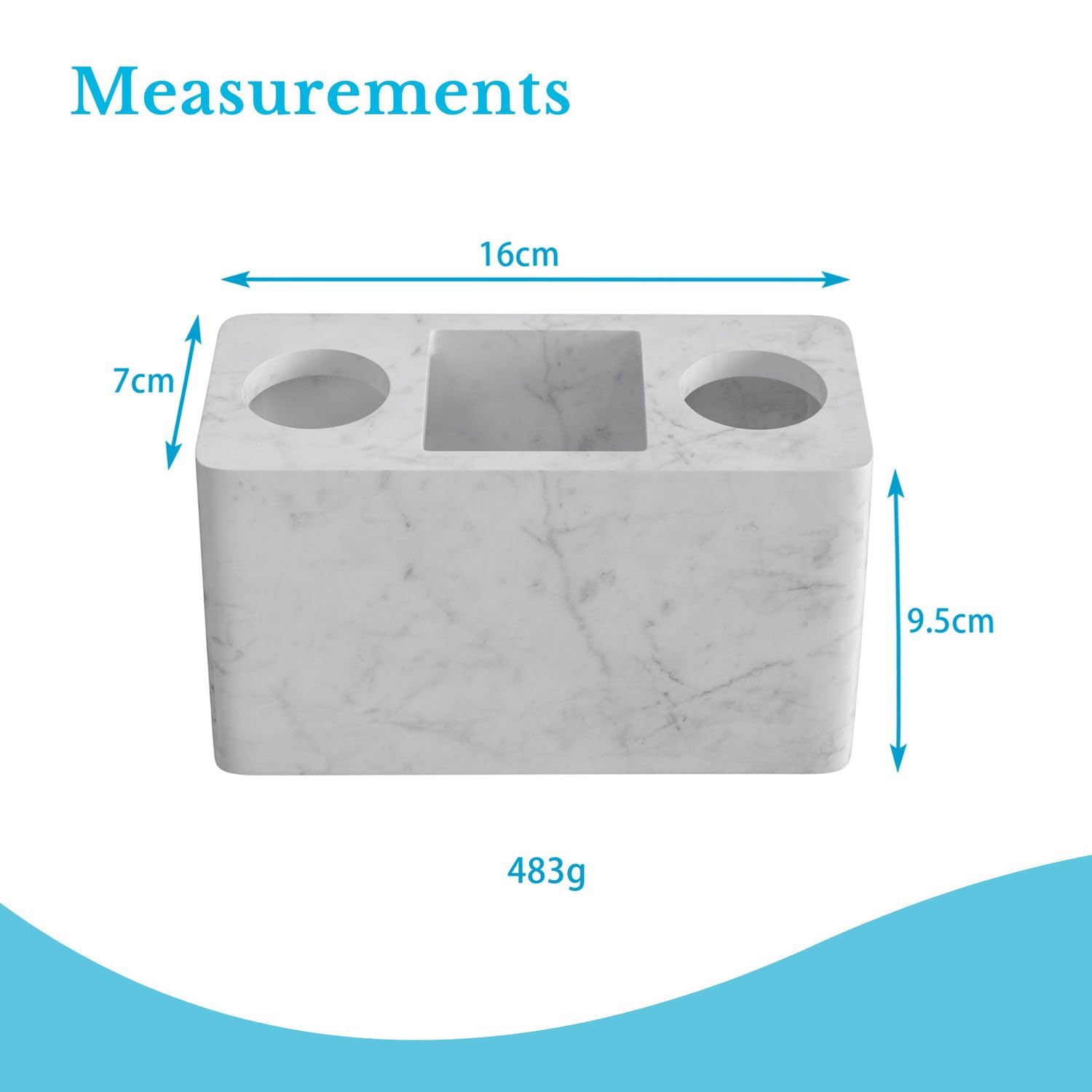 Intirilife Zahnbürstenhalter Marmor weiß Resin mit Fächern