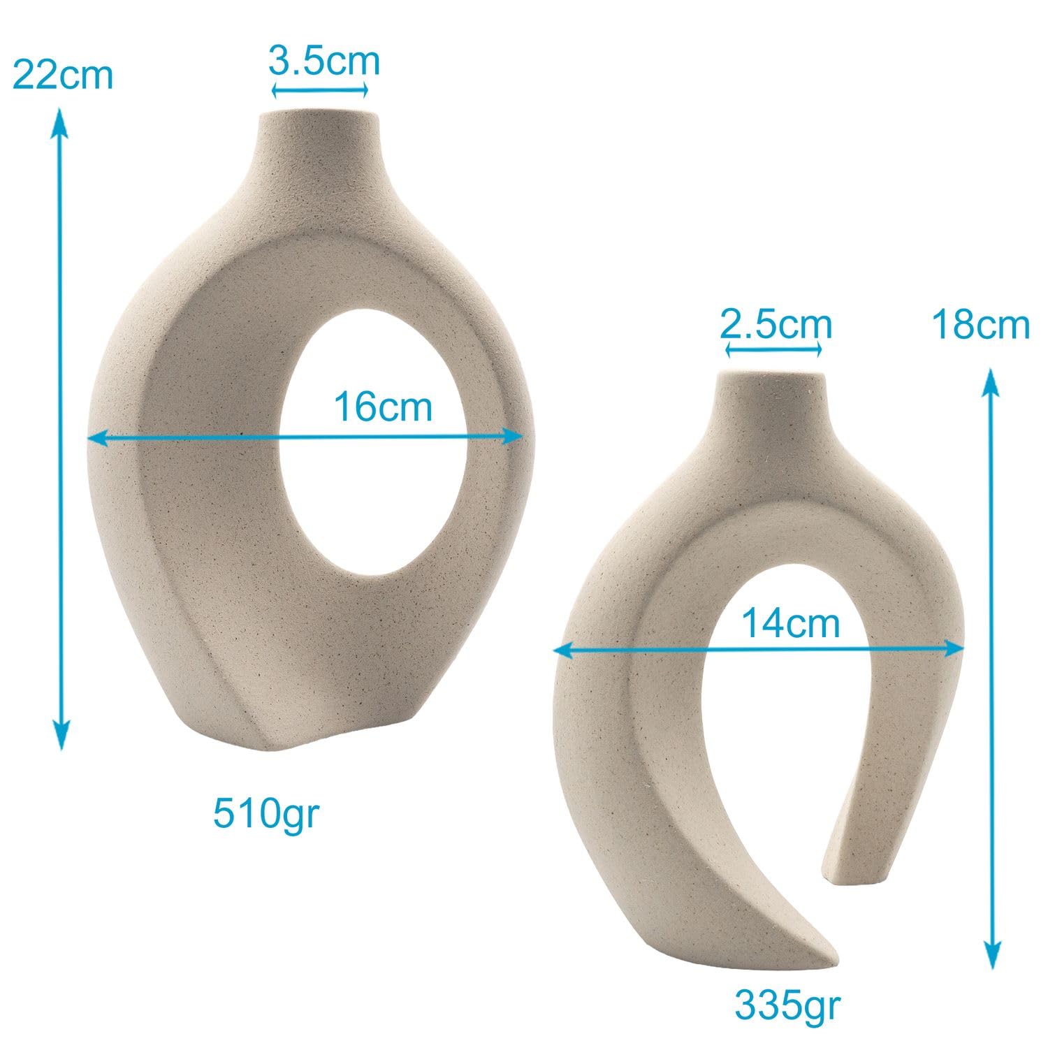 Intirilife Vase Weiß Matt Keramik Donut 2er Set Boho