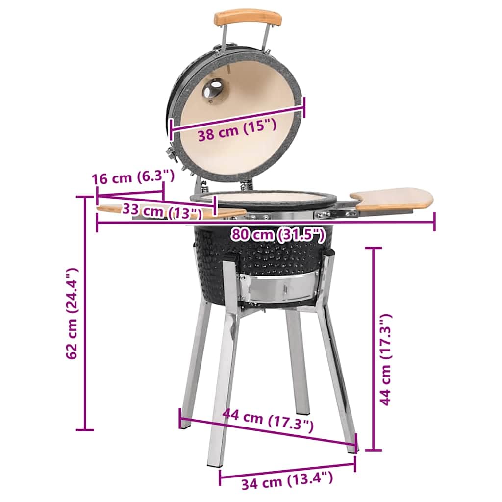 vidaXL Heim & Garten Kamado Grill schwarz 33 cm