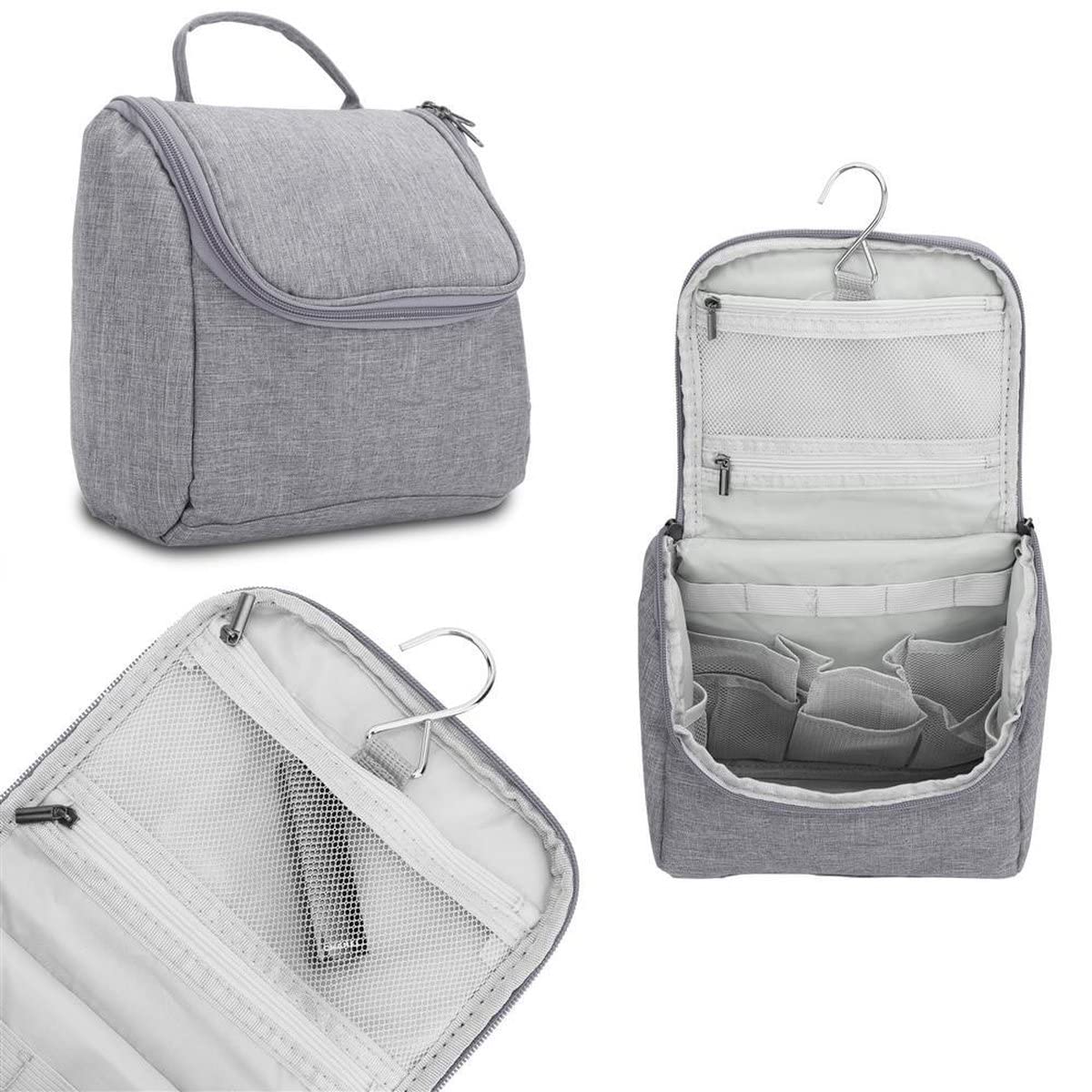 Intirilife Reise Kosmetiktasche Grau 21x9x21 cm Oxford