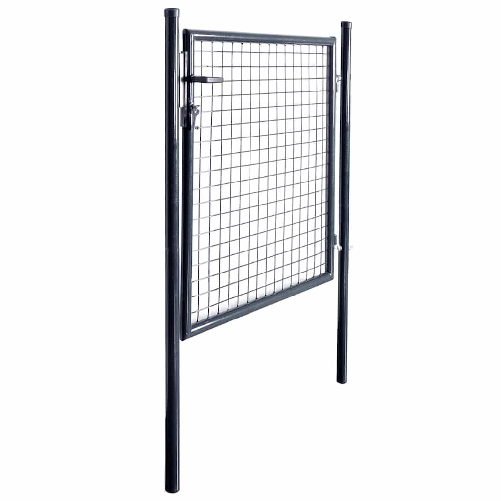 vidaXL Maschen-Gartentor Stahl verzinkt 100x100 cm grau
