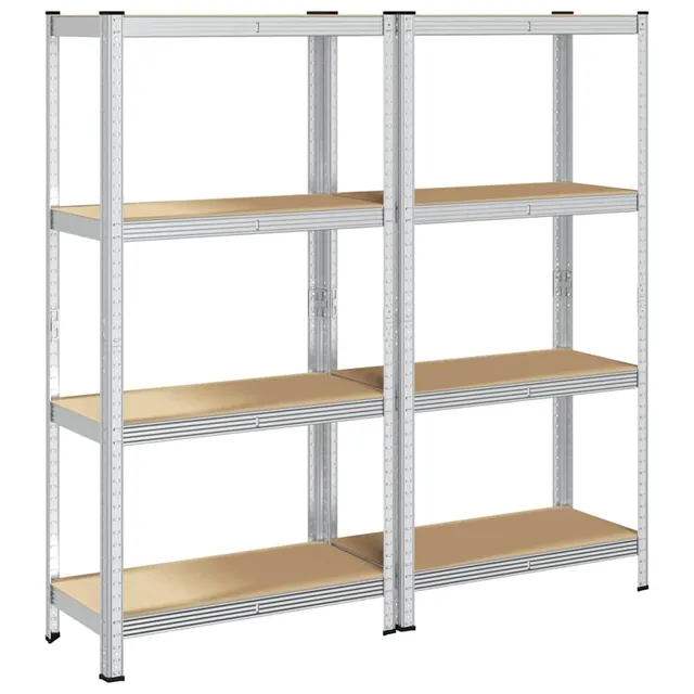 vidaXL Wirtschaft Lagerregale Silber Stahl 4 Böden 2 Stk. verstellbar