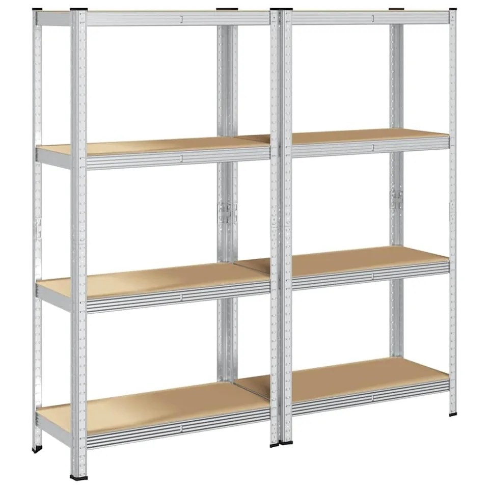 vidaXL Wirtschaft Lagerregale Silber Stahl 4 Böden 2 Stk. verstellbar